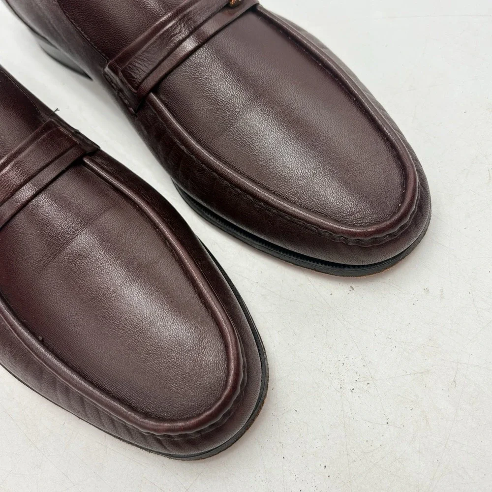 VTG Florsheim Imperial Loafers 11 D Burgundy Leather USA Dress Shoes Horsebit